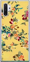 Samsung Note 10 Plus hoesje siliconen - Floral days | Samsung Galaxy Note 10 Plus case | geel | TPU backcover transparant