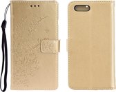 Voor OPPO A5 Plum Blossom Pattern Links en Rechts Flip Leren Case met Beugel & Kaartsleuf & Portemonnee & Lanyard (Golden)