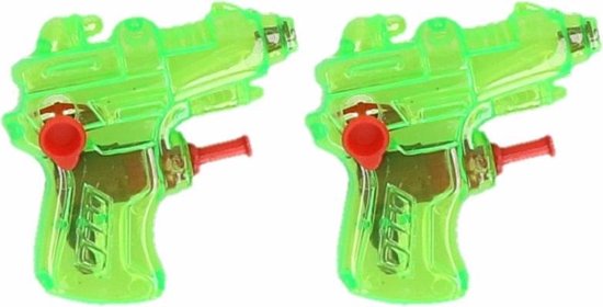 2x Stuks mini waterpistolen groen 7 cm - waterspeelgoed kunststof voor kinderen