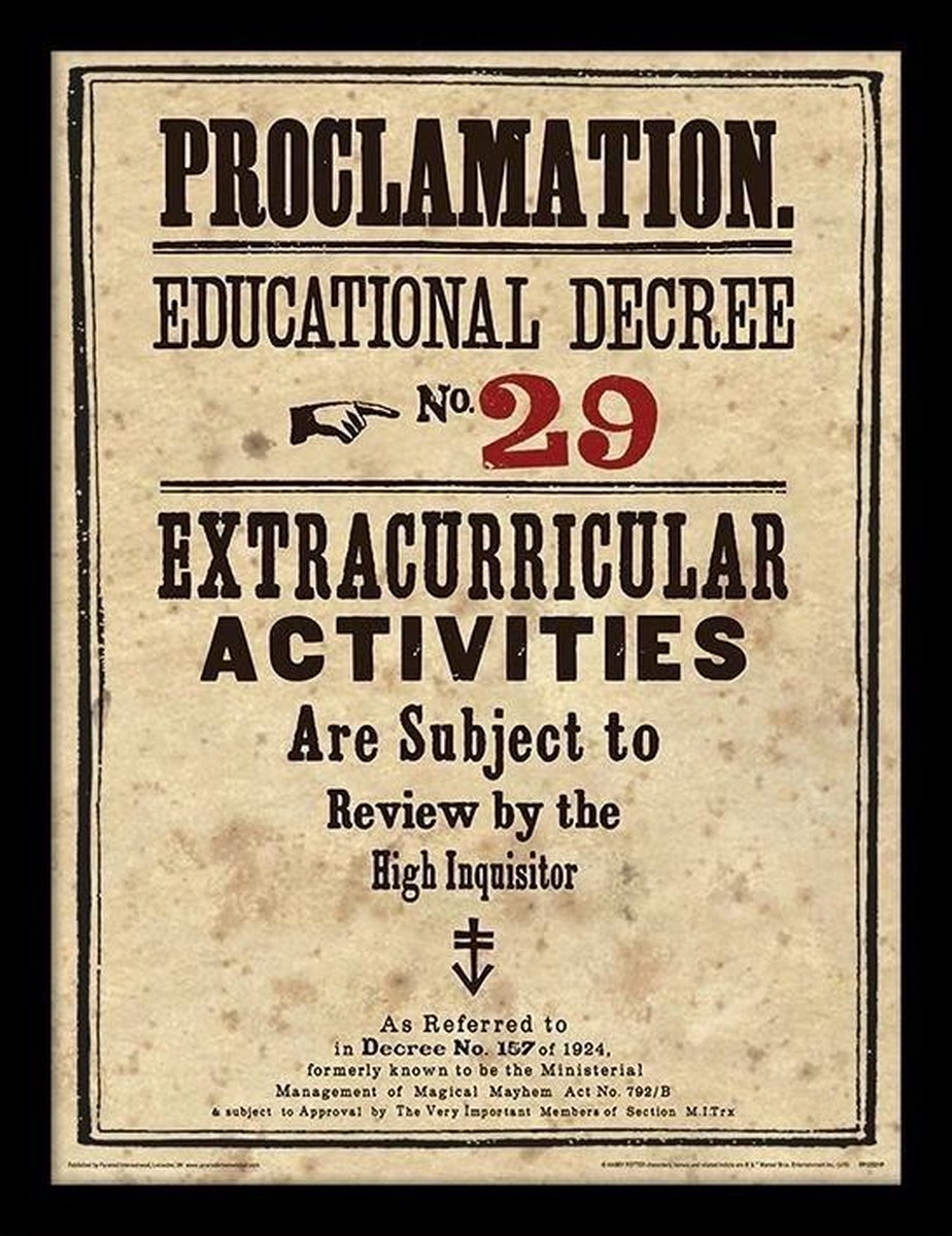 bol.com | HARRY POTTER - Framed 30X40 Print - Educational Decree No. 29