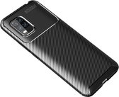 Xiaomi Mi 10 Lite Hoesje Geborsteld Carbon Flexibele Back Cover Zwart