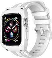 Apple Watch 44MM Hoesje - Robuust - Full Protect met Siliconen Band - Wit