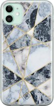 iPhone 11 hoesje siliconen - Marmer blauw | Apple iPhone 11 case | TPU backcover transparant