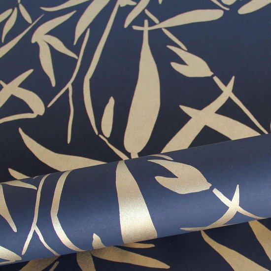 Papier peint Origin feuilles de bambou noir et or - 347740 - 0,53 x 10,05 m
