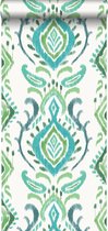 ESTAhome behang barokprint groen - 148647 - 53 x 1005 cm