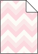Proefstaal ESTAhome behangpapier zigzag motief licht roze en wit - 138709 - 26,5 x 21 cm
