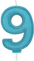 Sparkle Blue Numeral Candle 9