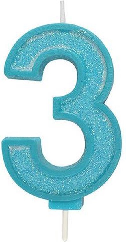 Foto: Sparkle blue numeral candle 3