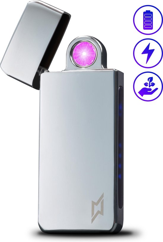 Superlit Plasma Aansteker - USB Oplaadbare Elektrische Aansteker - Stormaansteker - Galactic Halo (Zilver)