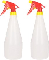 2x stuks rood/gele plantenspuiten/watersproeiers 1 liter