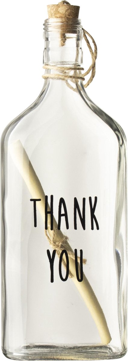 Gusta Flessenpost Glazen Fles Thank You 9x5x25 cm