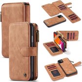 CaseMe - iPhone 11 hoesje - Wallet Book Case met Ritssluiting - Bruin