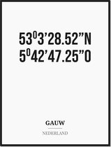 Poster/kaart GAUW met coördinaten
