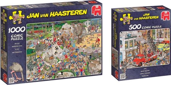 Jan van Haasteren Puzzelbundel - 2 stuks - Dierentuin stukjes Brand Meester 500... |