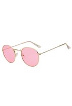 KIMU ronde bril roze glazen round metal - goud rond retro vintage