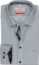MARVELIS modern fit overhemd - marine blauw met wit gestreept (contrast) - Strijkvrij - Boordmaat: 42