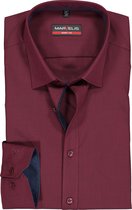 MARVELIS body fit overhemd - bordeaux rood  (contrast) - Strijkvrij - Boordmaat: 40