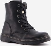 TwoDay leren meisjes veterboots - Zwart - Maat 25 - Echt leer