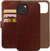 Rosso Element Uitneembaar 2-in-1 Hoesje Geschikt voor Apple iPhone 13 | Luxe Portemonnee | Back Cover | Pasjeshouder | Bruin