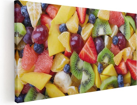 Artaza Canvas Schilderij Diverse Kleurrijke Fruit Achtergrond - 40x20 - Klein - Foto Op Canvas - Canvas Print