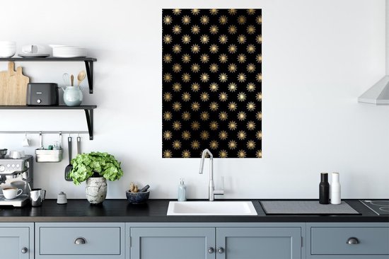 Muurstickers - Sticker Folie - Patronen - Sterren - Goud - 60x90 cm - Plakfolie - Muurstickers Kinderkamer - Zelfklevend Behang - Zelfklevend behangpapier - Stickerfolie