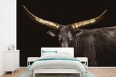 Papier peint - Papier peint photo Vache - Or - Zwart - Largeur 330 cm x hauteur 220 cm