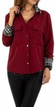 blouse rood met zwart witte boord L
