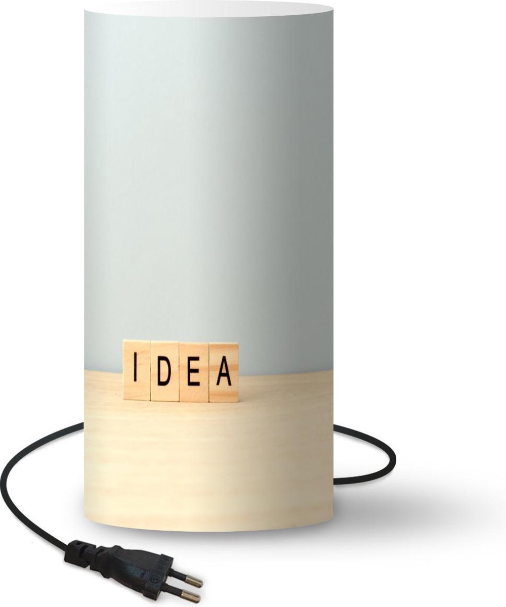 Lamp - Nachtlampje - Tafellamp slaapkamer - Quotes - Idea - Blokken - Idee - 54 cm hoog - Ø24.8 cm - Inclusief LED lamp