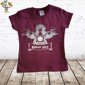 T-shirt Biker Girl aubergine -Fruit of the Loom-122/128-t-shirts meisjes