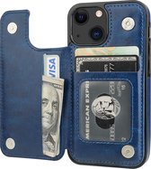 ShieldCase geschikt voor Apple iPhone 13 Mini wallet case - blauw - Bookcase hoesje portemonnee - Walletcase flipcase shockproof hoesje pasjeshouder