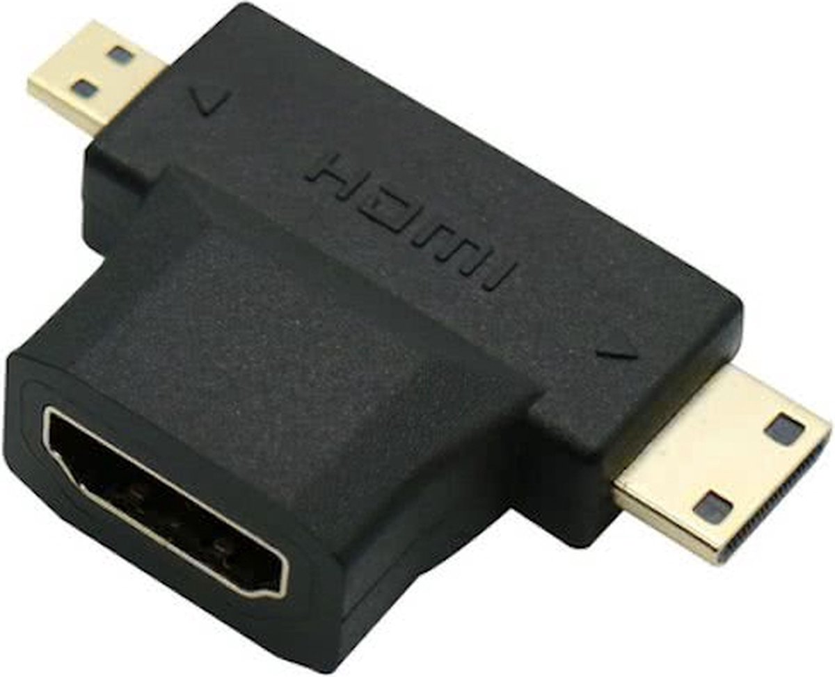 3 in 1 Micro HDMI + Mini HDMI naar HDMI kabel converter adapter voor HDTV 1080P / HaverCo