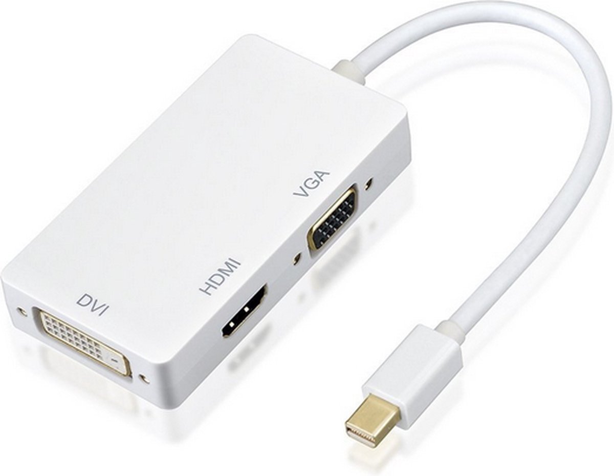 Mini Display Poort naar DVI / VGA / Mini HDMI adapter voor oa Macbook Pro (Wit) HaverCo