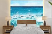Behang - Fotobehang Golf - Strand - Waterverf - Breedte 280 cm x hoogte 280 cm