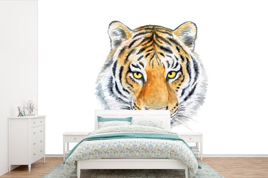 Papier peint - Papier peint photo Tigre - Tête - Jaune - Largeur 525 cm x hauteur 350 cm