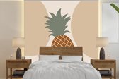 Behang - Fotobehang Fruit - Pastel - Ananas - Zomer - Breedte 260 cm x hoogte 260 cm