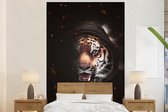 Behang - Fotobehang Tijger - Schaduw - Katachtigen - Breedte 180 cm x hoogte 280 cm