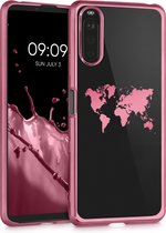 kwmobile hoesje voor Sony Xperia 10 III - backcover voor smartphone - Wereldkaart design - roségoud / transparant / roségoud