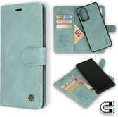 Casemania Hoesje Geschikt voor Apple iPhone 13 Mini Aqua Blue - 2 in 1 Magnetic Book Case