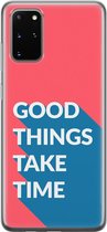 Samsung Galaxy S20 Plus Telefoonhoesje - Transparant Siliconenhoesje - Flexibel - Met Quote - Good Things - Rood