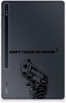 Tablet Hoesje met foto Samsung Galaxy Tab S7 Plus Siliconen Bumper Gun Don't Touch My Phone met doorzichte zijkanten