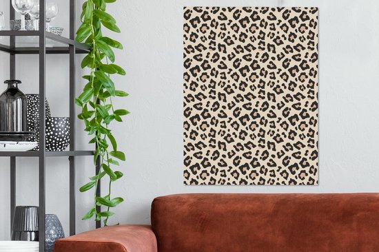 Tableau sur toile imprimé léopard - Zwart - Rose - 60x80 cm - Décoration murale