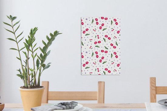 Toile Peinture Cerises - Fruits Rouges - Motifs - 20x30 cm - Décoration murale