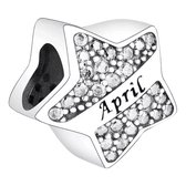 Bedel geboorte maand April | Ster met zirkonia | 925 Sterling Zilver