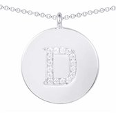Tracelet - Zilveren Kettingen | Letter Ketting D | Zilveren ketting initialen D | Met zirkonia | 925 Sterling Zilver - 925 Keurmerk stempel - 925 Zilver Certificaat | Valentijn tip