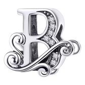 Tracelet - Zilveren bedels - Bedel sierletter B | Zilveren alfabet bedels | Ook geschikt voor Pandora | 925 Sterling Zilver - Pandora compatible - 925 Zilver Certificaat - In Leuke