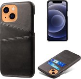 Dual Card Back Cover - iPhone 13 Mini Hoesje - Zwart