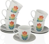Set van koffiekopjes Hamsa Porselein (12 Onderdelen)