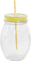 Beker met Rietje DKD Home Decor Metaal Kristal (330 ml) (9 x 6.5 x 13.5 cm)