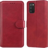 Klassieke kalfstextuur PU + TPU horizontale flip-lederen hoes met houder en kaartsleuven en portemonnee voor Samsung Galaxy A03s (rood)