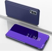 Plated Mirror Horizontal Flip Leather Case met Houder Voor OnePlus Nord 2 5G (Paars Blauw)